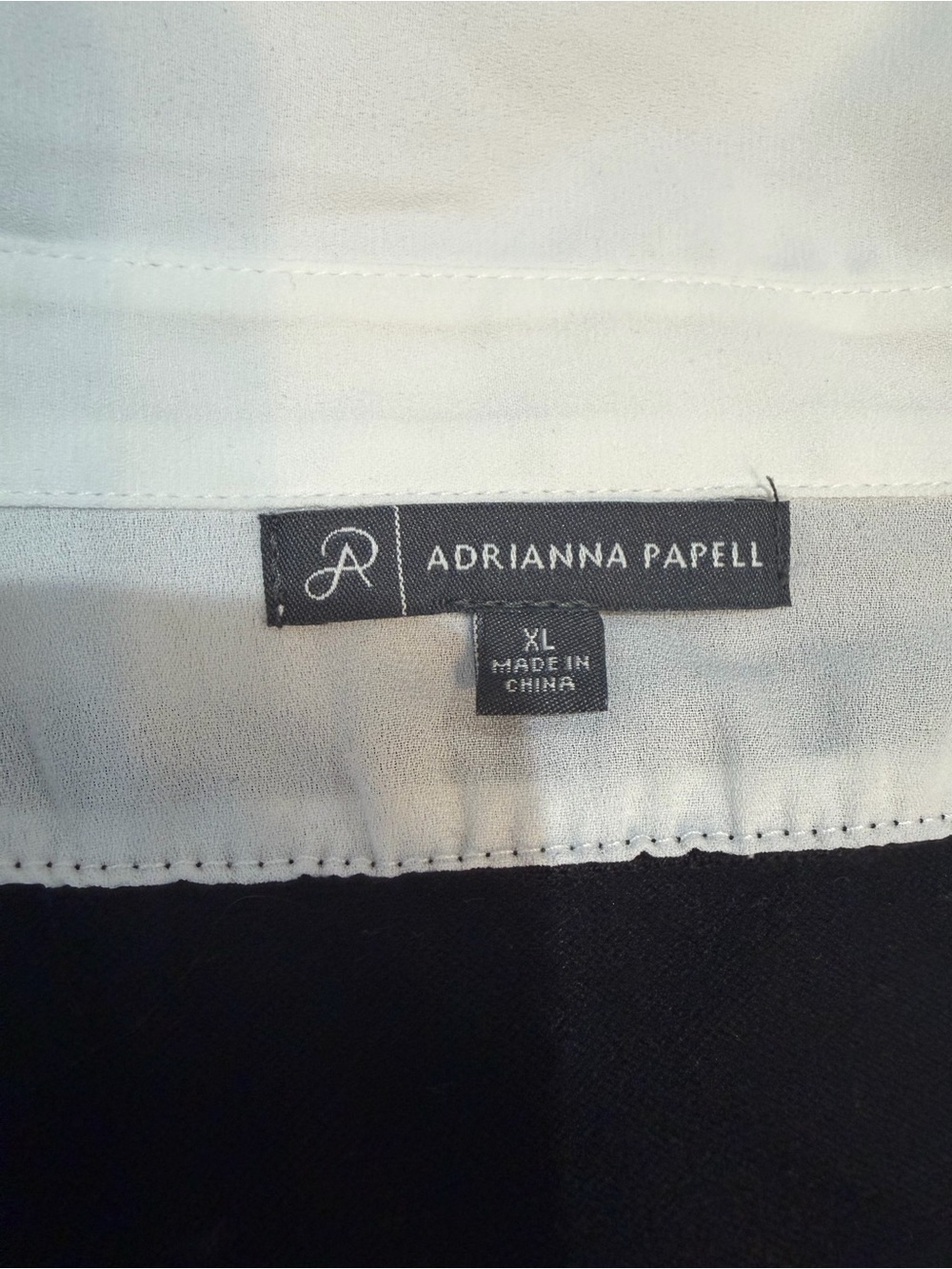 Adrianna Papell Black Sweater with White Shirt Hem and Collar Size XL - Picture 3 of 5